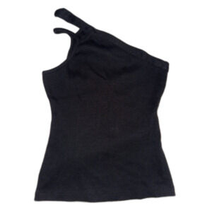 Maeve by Anthropologie One Shoulder Top XS Black Asymmetric Ribbed Knit Tank